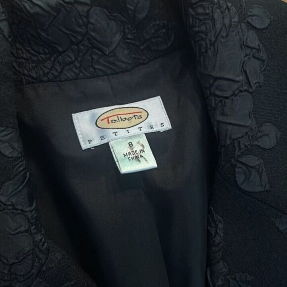 Talbots Womens Black Rose Textured Petite Blazer Size 8 Pencil Skirt Size 10 - Picture 3 of 12